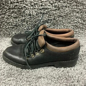 Timberland Women's Black Brown Leather Casual Shoes Size 7m Made In Italy